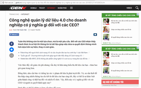 [Báo chí] Công nghệ Quản lý dữ liệu 4.0 có ý nghĩa gì đối với các CEO?